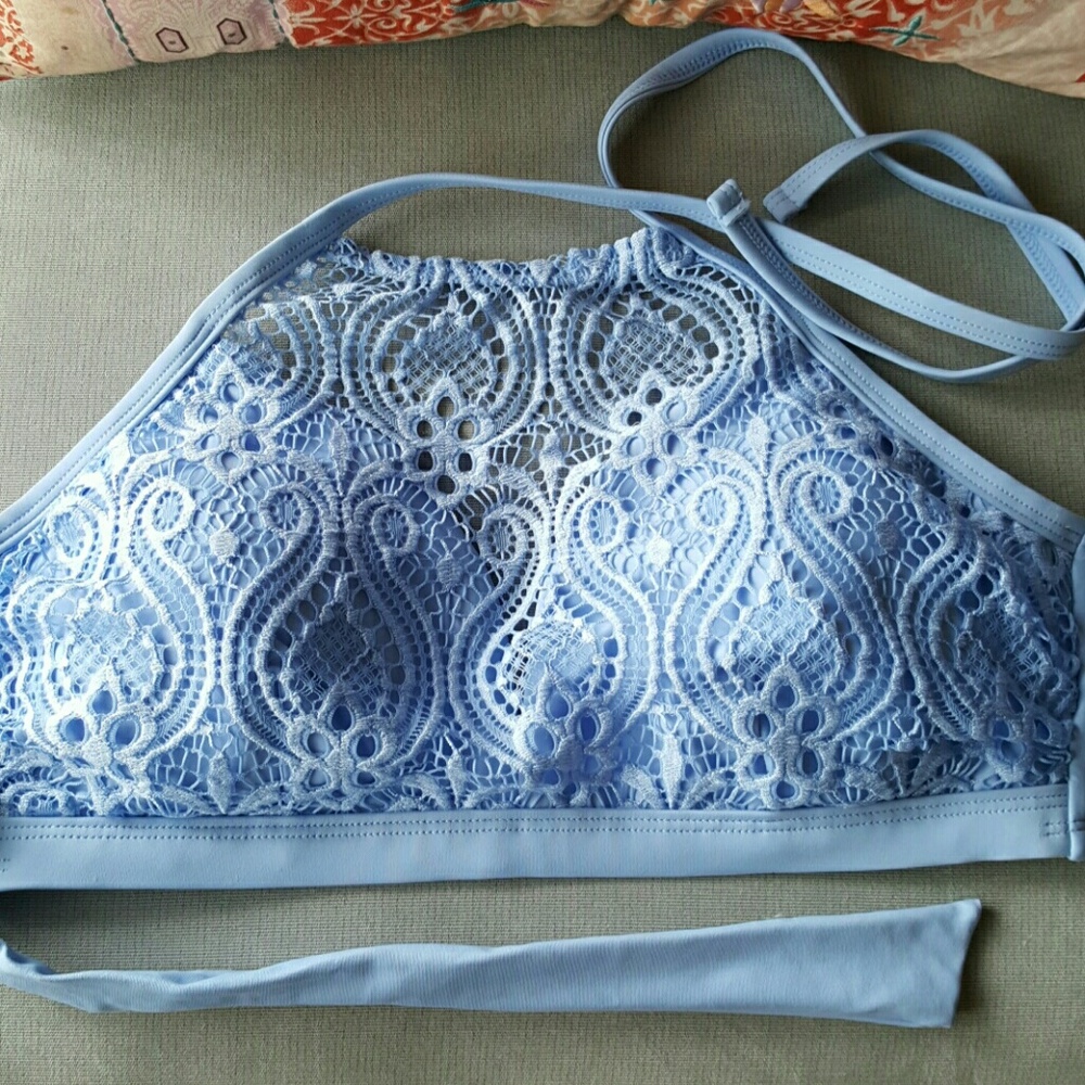 Gorgeous Violet Blue Swim Top with Lace Detailing